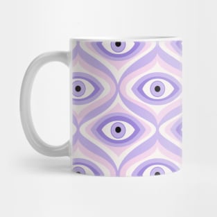 Trippy hypnotic eyes weird purple pastel pink retro modern pattern Mug